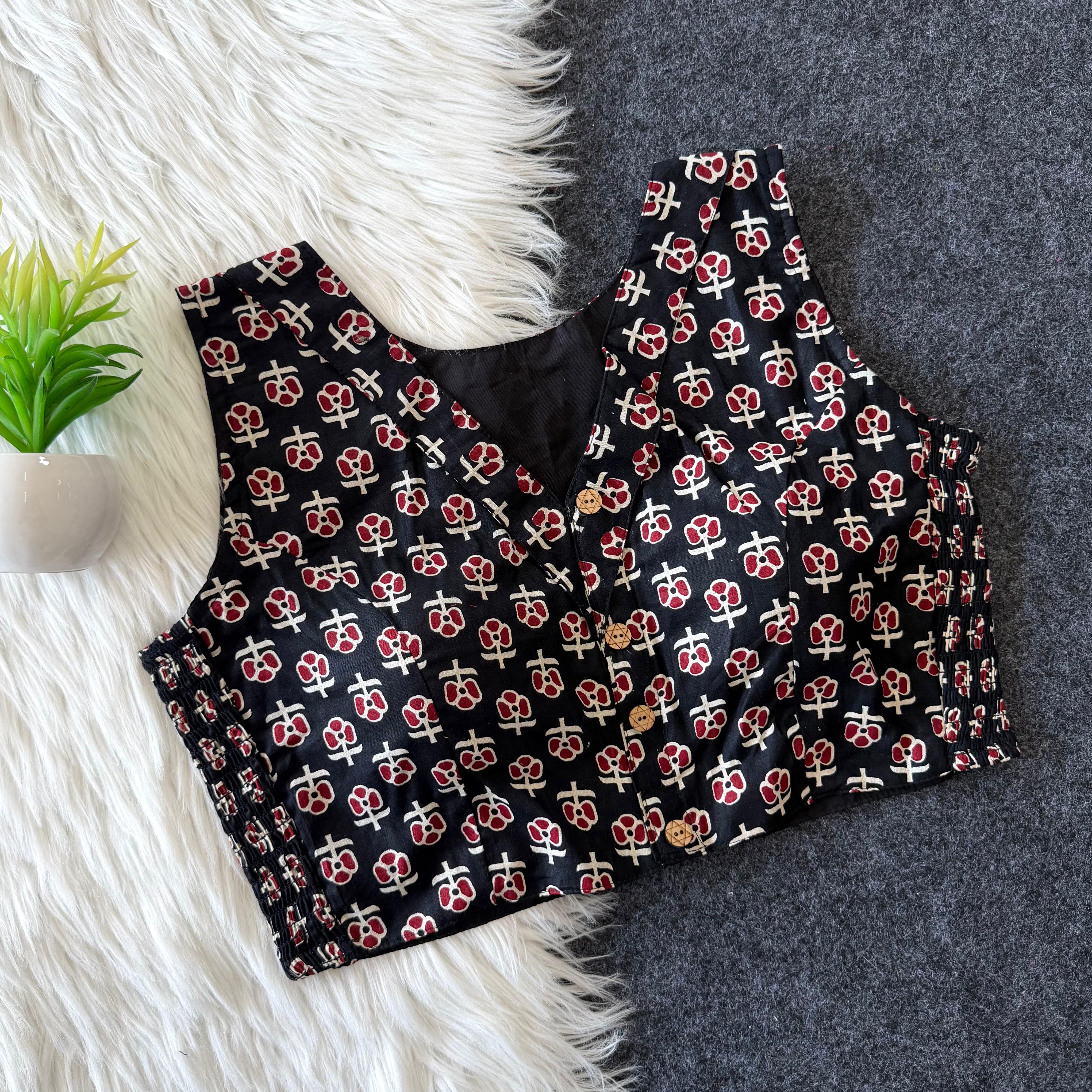 Pure Cotton Flexible Side-Elastic Blouse